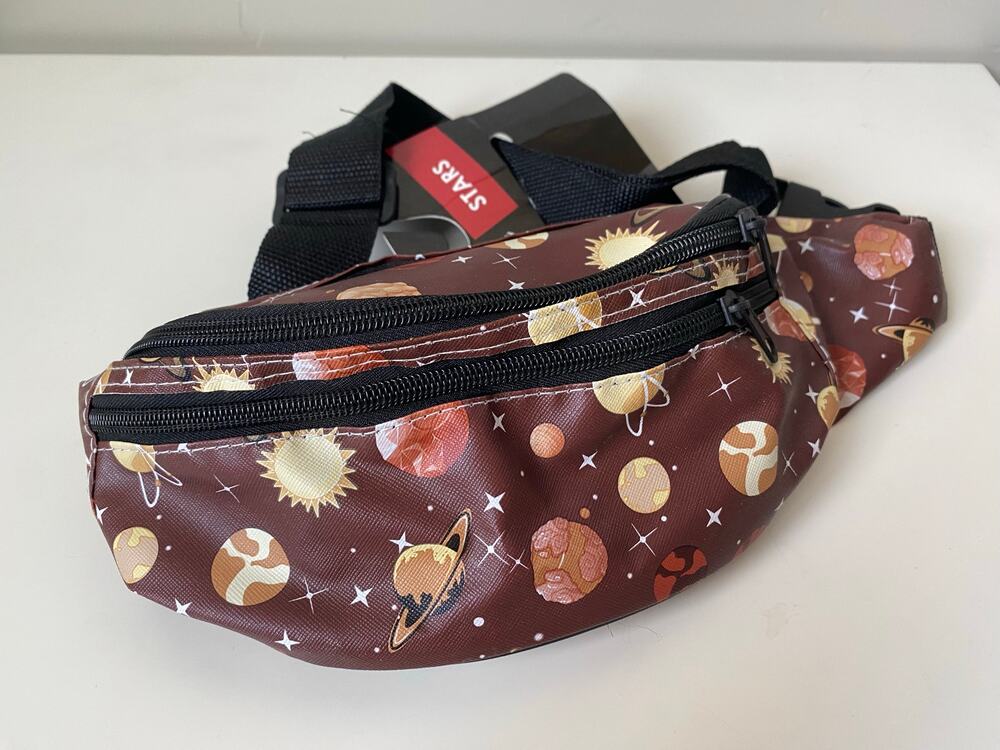 Planets Solar System Crossbody Fanny Pack with Brown Background- NWT